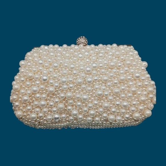 My gift faux pearl evening clutch shoulder bag beige - Picture 10 of 12